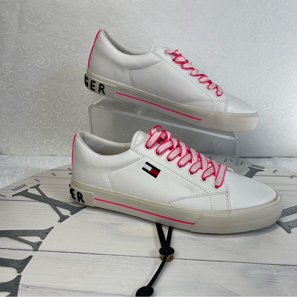 Tommy Hilfiger Women’s New Sneakers Classic Flint White/Pink Shoes Size 10 M